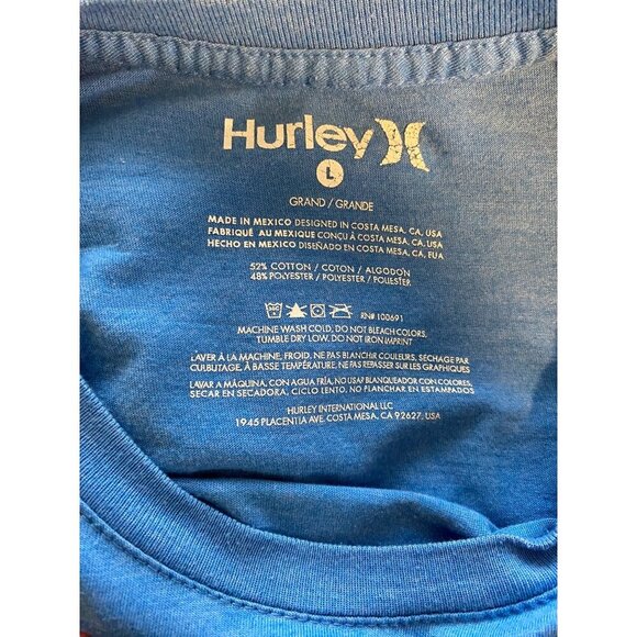 Hurley Mens Blue Graphic T-Shirt Size L Palm Tree Graphic Casual Beach Outdoors - Picture 3 of 7